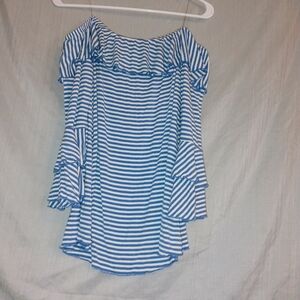 Vine & Love Blue and White Striped Top